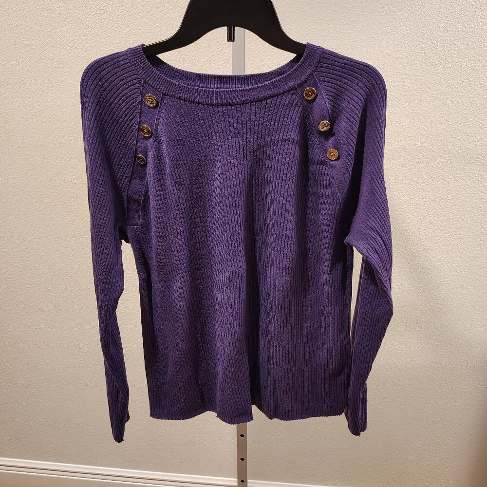 Chaps Women's Purple Sweater with Buttons Size XL